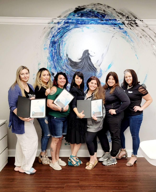 Fundamental Permanent Makeup Training at  the Signature Ink Institute in Arlington Heights. Agatha and her students after completing the training.