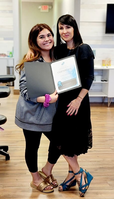 Fundamental Permanent Makeup Training at  the Signature Ink Institute in Arlington Heights. Agatha and her student after completing the training.